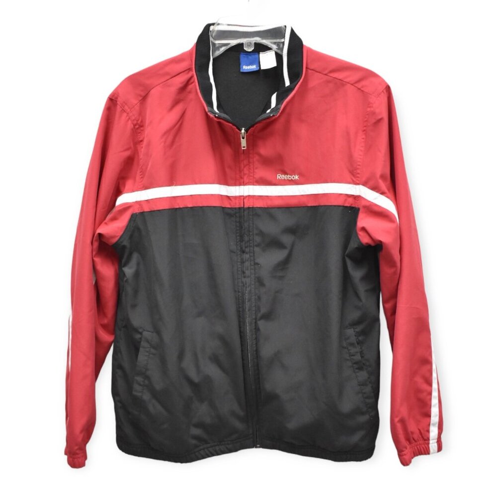 Reebok Track Jacket L Mens Vintage Full Zip Y2K Activewear Polyester Multicolor